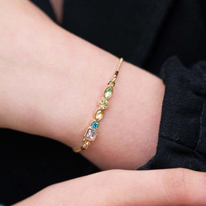 Iris Multi-coloured Crystal Drawstring Bracelet - Gold