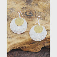 Load image into Gallery viewer, Beaten Double Disc Earrings - Gold &amp; Silver