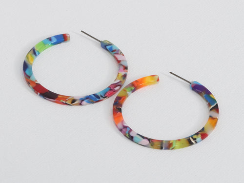 Sophia Resin Hoop Earrings - Red, Orange & Lilac