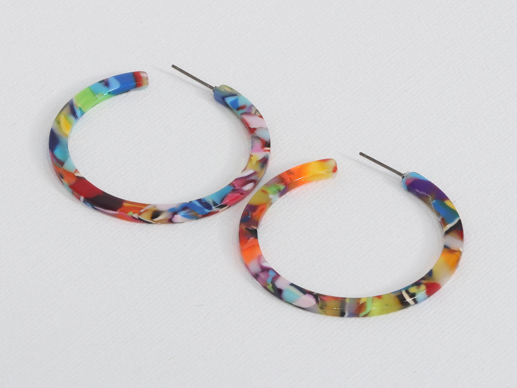 Sophia Resin Hoop Earrings - Red, Orange & Lilac