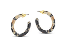 Load image into Gallery viewer, Emily Resin Tiny Hoop Earrings - Beige &amp; Black