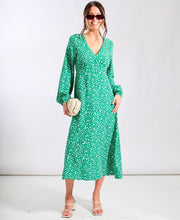 Load image into Gallery viewer, Norah Spot Print Midi Dress - Green &amp; White