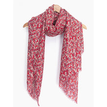 Load image into Gallery viewer, Alice Metallic Fan Lightweight Scarf - Red