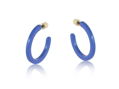 Melia Tiny Resin Hoop Earrings - Royal Blue