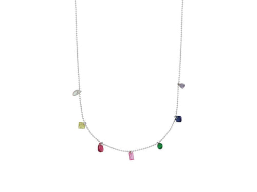 Phoebe Electric Stone Necklace - Silver Plated