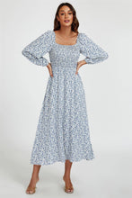 Load image into Gallery viewer, Isla Floral Print Shirred Maxi Dress - Pale Blue