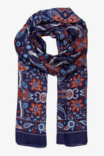 Load image into Gallery viewer, Hazel Paisley Print Scarf - Blue &amp; Dark Red