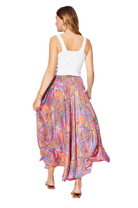 Harmonia Paisley Print Long Skirt - Pink