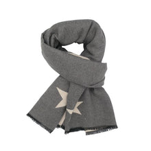 Load image into Gallery viewer, Astra  Large Star Two Tone Reversible Scarf - Charcoal &amp; White