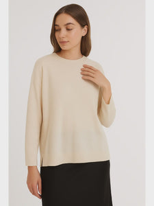 Maisie Soft Knit Round Neck Jumper - Beige
