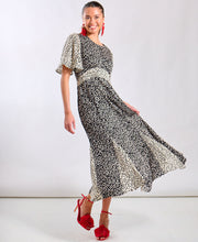 Load image into Gallery viewer, Fayre Animal Print Flutter Sleeve Midi Dress - Black &amp; White