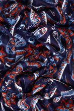 Load image into Gallery viewer, Hazel Paisley Print Scarf - Blue &amp; Dark Red