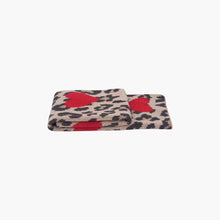 Load image into Gallery viewer, Wylda Tan Leopard &amp; Red Hearts Heavyweight Scarf