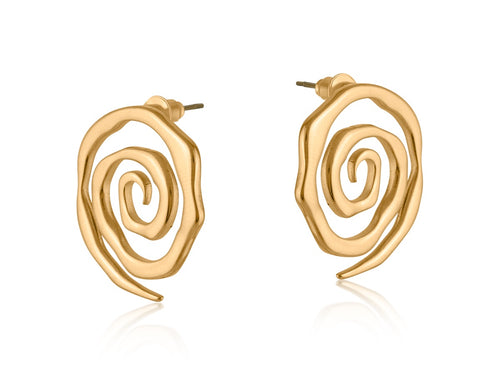Elodie Swirl Stud Earrings - Gold