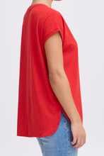 Load image into Gallery viewer, ICHI Rebel Metallic Detail V Neck Tee - Mars Red