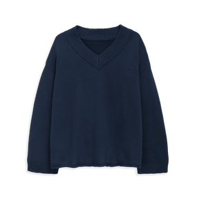 Rapanui Solent Knitted V Neck Jumper - Navy