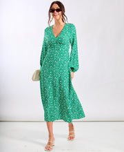 Load image into Gallery viewer, Norah Spot Print Midi Dress - Green &amp; White
