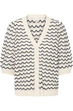 Load image into Gallery viewer, ICHI Hardina Knitted Cardigan - Total Eclipse &amp; Ecru