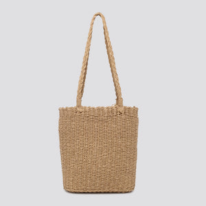 Poppy Hessian Tote Bag with Shell Charm - Camel