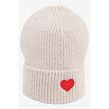 Load image into Gallery viewer, Austin Ribbed Heart Motif Beanie Hat - Cream