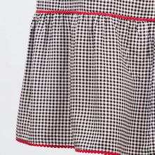 Load image into Gallery viewer, Angelica Shirred Wavy Trim Maxi Dress - Black &amp; White Gingham
