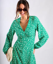 Load image into Gallery viewer, Norah Spot Print Midi Dress - Green &amp; White