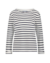 Load image into Gallery viewer, Red Button Terry Stripe Cotton Top - Dark Blue