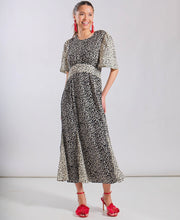 Load image into Gallery viewer, Fayre Animal Print Flutter Sleeve Midi Dress - Black &amp; White