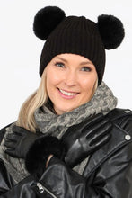 Load image into Gallery viewer, Maya Vegan Leather &amp; Faux Fur Trim Gloves - Black