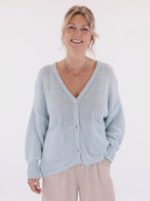 Load image into Gallery viewer, Lilou Alpaca Wool Blend Long Sleeve Textured Cardigan - Teal Mist Blue