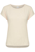 Load image into Gallery viewer, ICHI Rebel Metallic Detail Rounded Neck Tee - Tapioca