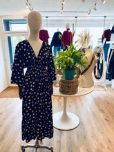 Load image into Gallery viewer, Andrea Polka Dot Print Shirred Maxi Dress - Navy