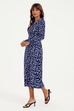 Load image into Gallery viewer, Myla Abstract Print Long Sleeve Midi Dress - Navy &amp; White