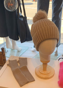 Ribbed Knit Long Wrist Warmer Gloves - Camel
