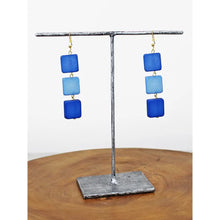Load image into Gallery viewer, Square Pendant Drop Earrings - Blue