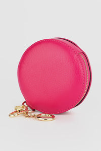 Milano Small Round Leather Coin Purse - Raspberry