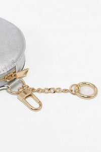 Milano Small Round Leather Coin Purse - Metallic Silver