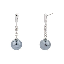 Load image into Gallery viewer, Audrey Mother of Pearl &amp; Crystal Drop Earrings - Silver Rhodium Plated