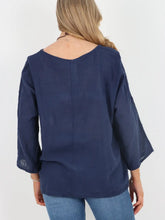 Load image into Gallery viewer, Vittoria Short Sleeve Cotton Top - Navy