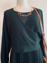 Load image into Gallery viewer, Isobel 2-in-1 Layered Wool Blend &amp; Pleated Dress  - Dark Green