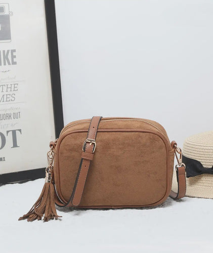 Mila Vegan Suede Camera Bag - Camel