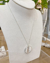 Load image into Gallery viewer, Large Round Marble Effect Pendant Necklace - Silver &amp; White