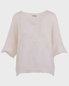 Alice Textured Knit Cotton Jumper - Cream