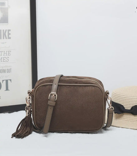 Mila Vegan Suede Camera Bag - Brown