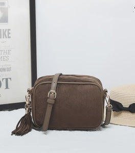 Mila Vegan Suede Camera Bag - Brown