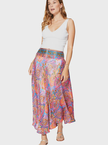Harmonia Paisley Print Long Skirt - Pink