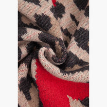 Load image into Gallery viewer, Wylda Tan Leopard &amp; Red Hearts Heavyweight Scarf