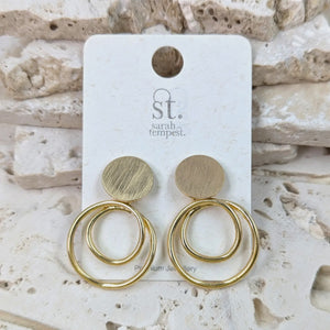 Double Circle Twist Earrings - Gold