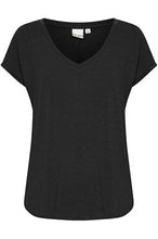 Load image into Gallery viewer, ICHI Rebel Metallic Detail V Neck Tee - Black