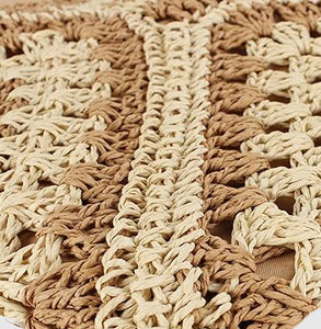 Madeleine Crochet Straw Shoulder Bag - Camel